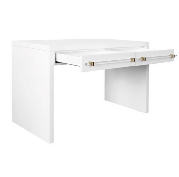 Ralph Modern Matte White Lacquer & Brass Desk