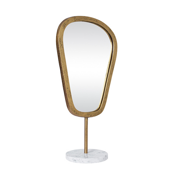 Micah Small Tabletop Mirror - Aged Gold & Marble