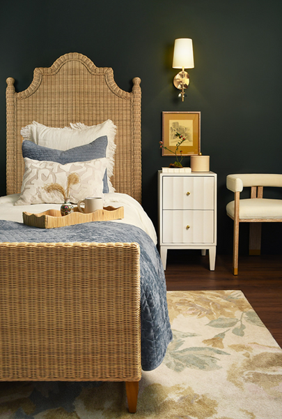 Chamberlain Rattan Bed Frame -Arched Headboard, Footboards, & Side Rails