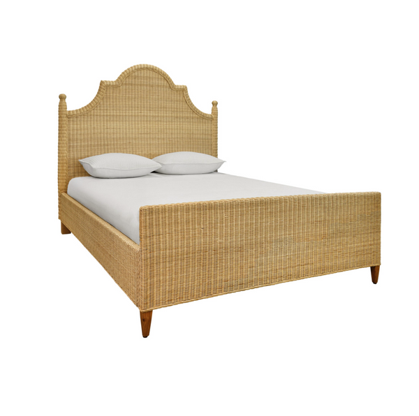 Chamberlain Rattan Bed Frame -Arched Headboard, Footboards, & Side Rails