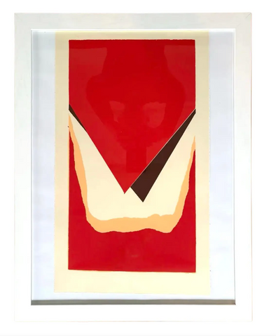 Barbara Beck 1971 Framed Screen Print on Paper in White Wood Frame