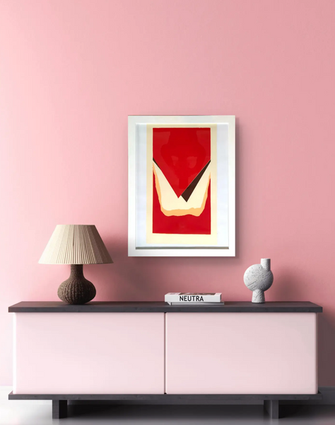 Barbara Beck 1971 Framed Screen Print on Paper in White Wood Frame