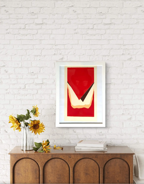 Barbara Beck 1971 Framed Screen Print on Paper in White Wood Frame