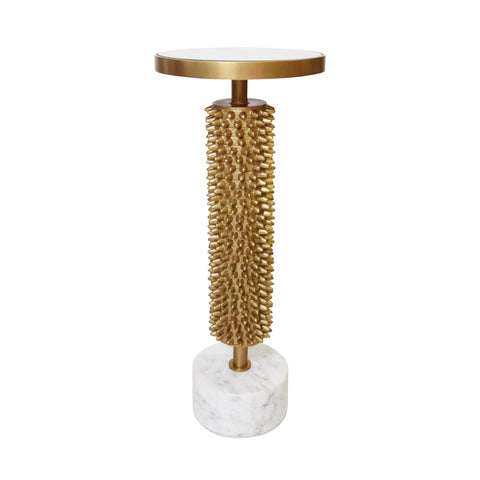 Brass and Marble Talia Pedestal Accent Table