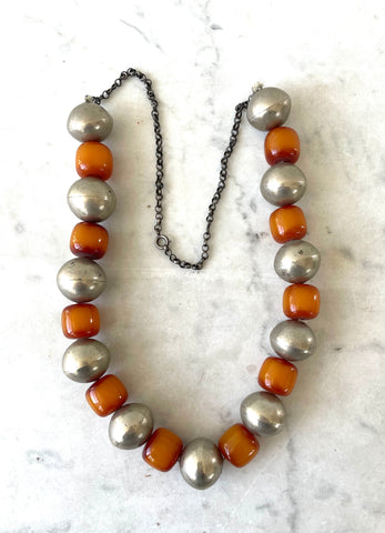 Vintage Copal Amber and Silver Necklace - Matthew Izzo Home