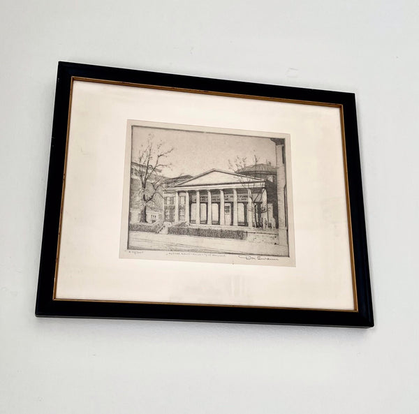 Original Don Swann Etching "Law School U. of Maryland' Limited Edition