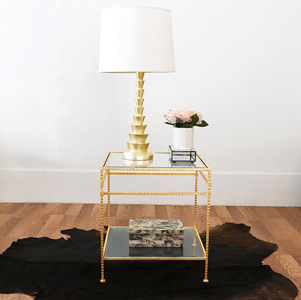Amos Two Tier Hammered Metal Side Table