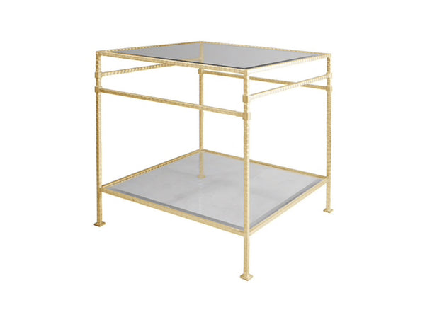 Amos Two Tier Hammered Metal Side Table