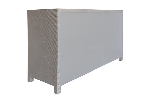 Lowery Six Drawer Chest - Grey Grasscloth w/Brass Knobs