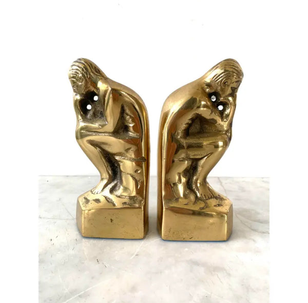MCM Brass Bookends, “The Thinker” - Set of 2