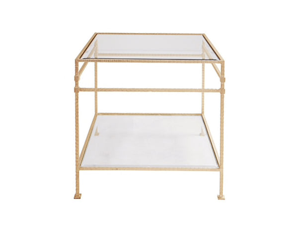 Amos Two Tier Hammered Metal Side Table