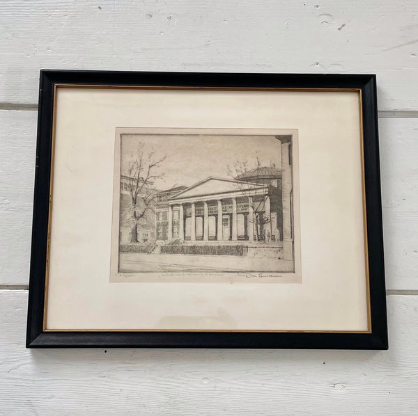 Original Don Swann Etching "Law School U. of Maryland' Limited Edition
