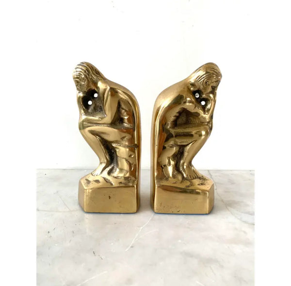 MCM Brass Bookends, “The Thinker” - Set of 2