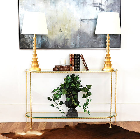 Worlds Away Chauncey Gold Leaf Console Table - Matthew Izzo Home