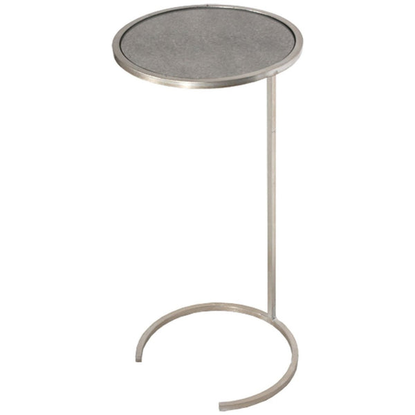 Monaco Metal Drinks Table w/Round Antique Mirror Top