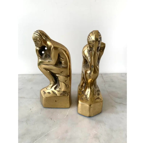 MCM Brass Bookends, “The Thinker” - Set of 2