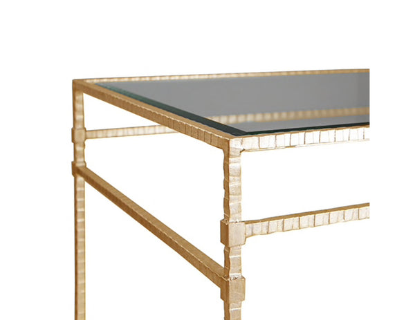 Amos Two Tier Hammered Metal Side Table