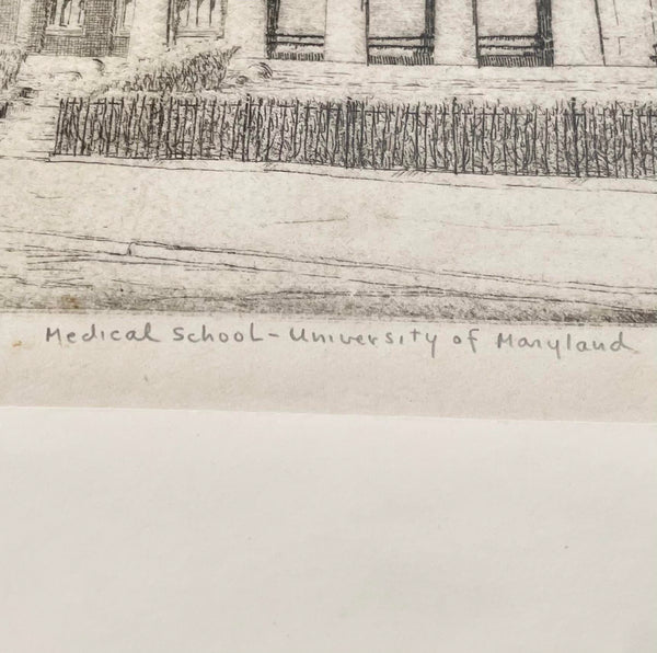 Original Don Swann Etching "Law School U. of Maryland' Limited Edition