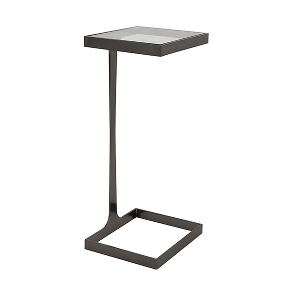 Maisel Glass Top Cigar Table  - Gunmetal or Antique Brass
