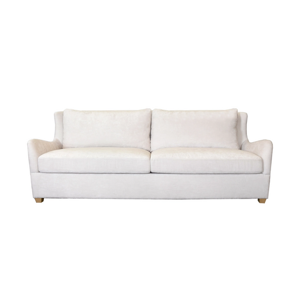 Kaleb Plain Weave Sofa w/Cerused Oak Feet - Ivory
