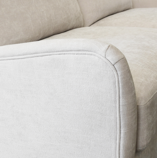 Kaleb Plain Weave Sofa w/Cerused Oak Feet - Ivory