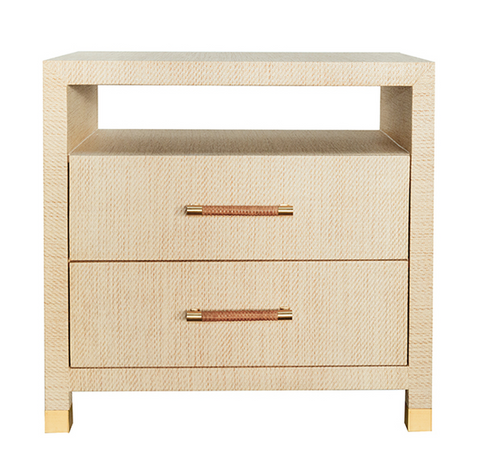 Worlds Away Hancock Side Table Natural Grasscloth - Matthew Izzo Home
