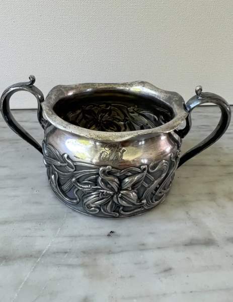 Antique Art Nouveau Silverplate Creamer and Sugar Set - 2 Pieces
