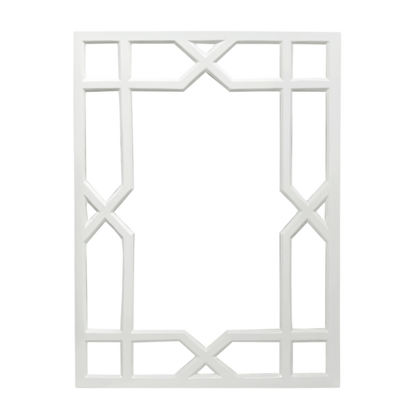 Vero White Lacquer Trellis Mirror