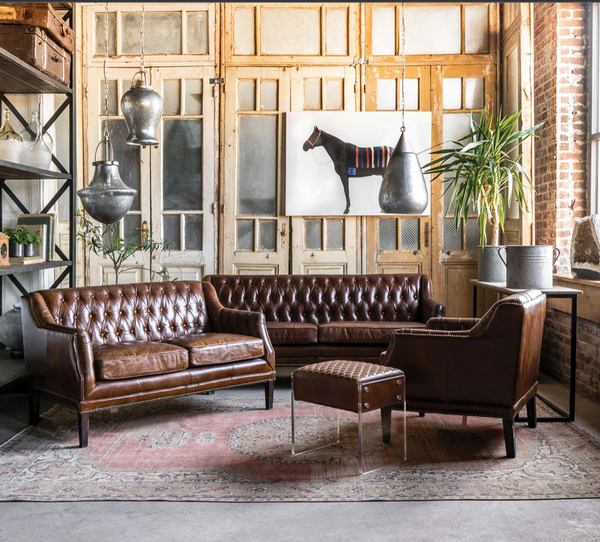 Chatsworth Chesterfield Leather Loveseat - Matthew Izzo Collection