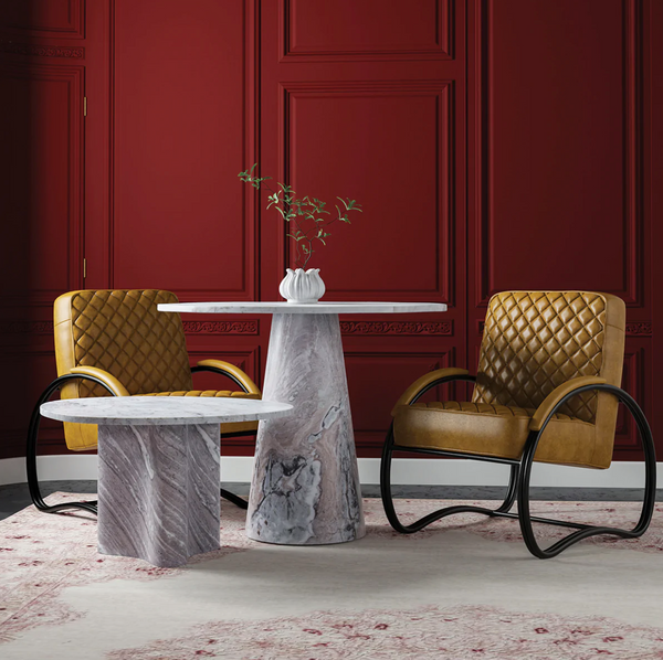Ravenna 36" Round Marble Pedestal Dining Table - Matthew Izzo Collection