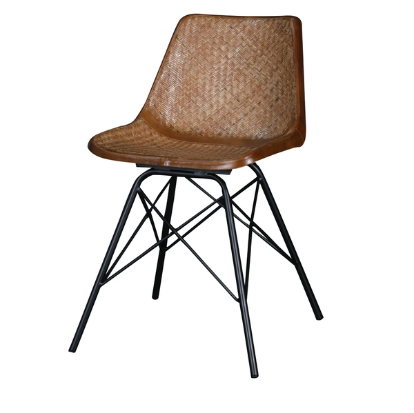 Modena Woven Cane, Wood, & Iron School Chairs, Set of 2 - Matthew Izzo Collection