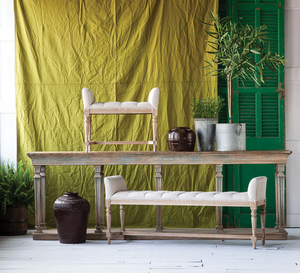 Perscilla Small Wood French Bench - Matthew Izzo Collection