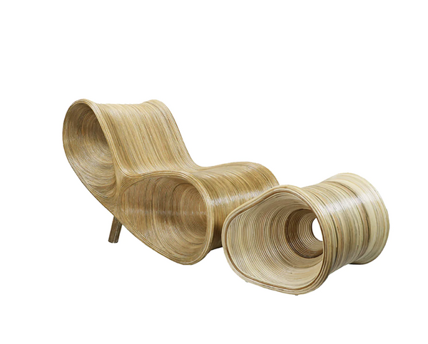 Parabola Rattan Deck Chair & Ottoman - Matthew Izzo Collection