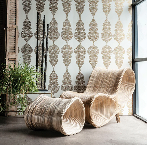 Parabola Rattan Deck Chair & Ottoman - Matthew Izzo Collection