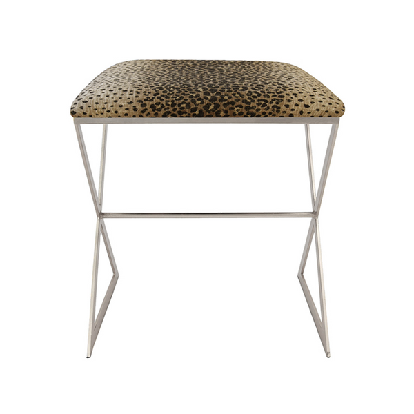 X Side Stool - Cheetah - Gold or Nickel Frame