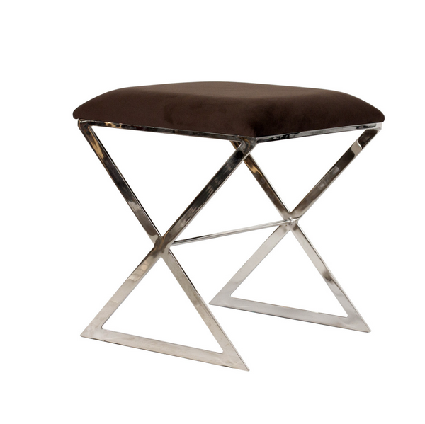 X Side Stool - Brown or Navy Velvet - Gold or Nickel