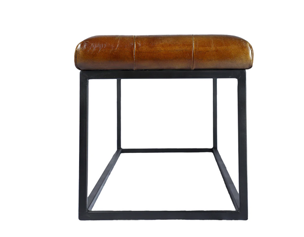 Norwood Tufted Leather & Iron Bench - Matthew Izzo Collection