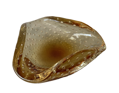 1950's Barbini Murano Amber Bubble Glass Bowl - Matthew Izzo Home