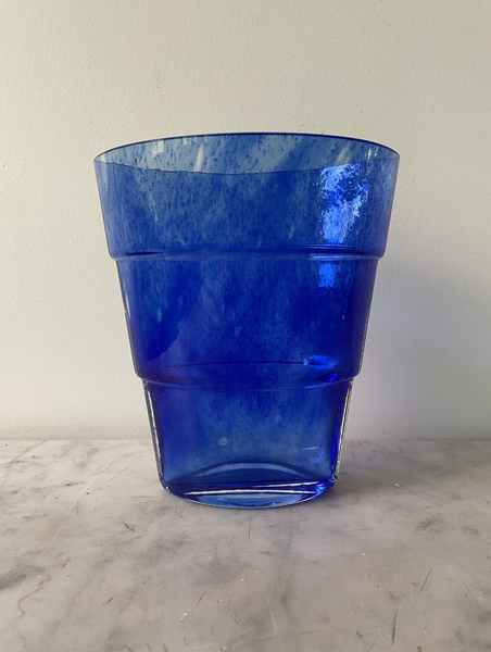 Vintage Kosta Boda Cobalt Blue Glass Vase by Ann Washstrom