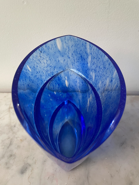 Vintage Kosta Boda Cobalt Blue Glass Vase by Ann Washstrom