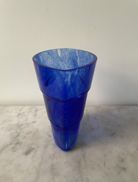 Vintage Kosta Boda Cobalt Blue Glass Vase by Ann Washstrom
