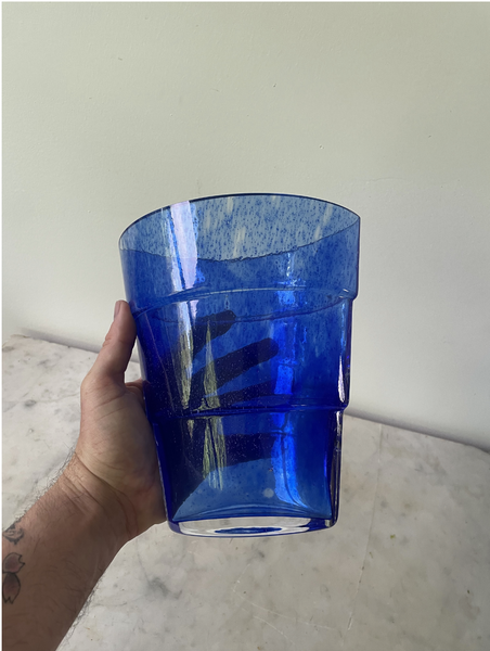 Vintage Kosta Boda Cobalt Blue Glass Vase by Ann Washstrom