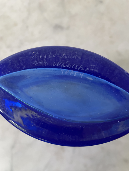 Vintage Kosta Boda Cobalt Blue Glass Vase by Ann Washstrom