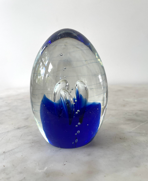 Mid-Century Cobalt Blue Glass Paperweight