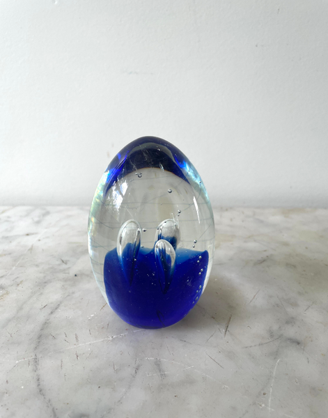 Mid-Century Cobalt Blue Glass Paperweight