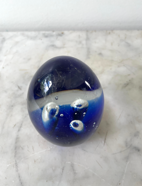 Mid-Century Cobalt Blue Glass Paperweight