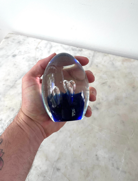 Mid-Century Cobalt Blue Glass Paperweight