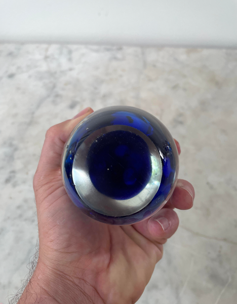 Mid-Century Cobalt Blue Glass Paperweight