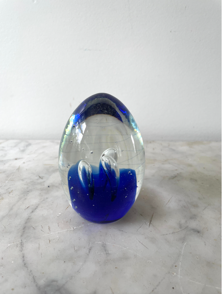 Mid-Century Cobalt Blue Glass Paperweight