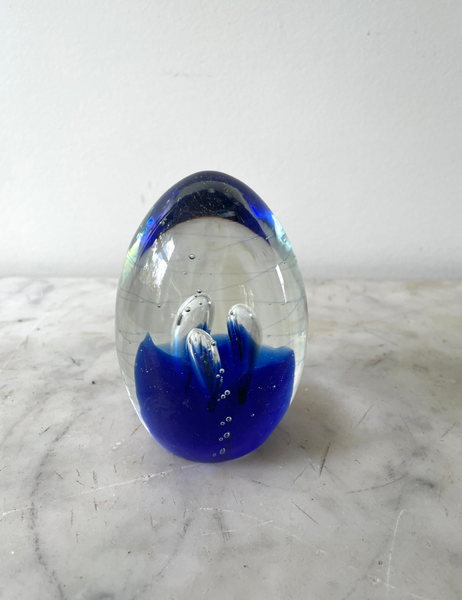 Mid-Century Cobalt Blue Glass Paperweight